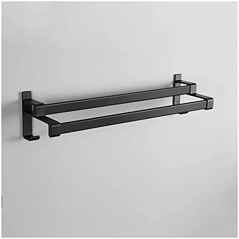 Compact Sleek Aluminum Towel Rail Matte Black No Drilling 30cm bath