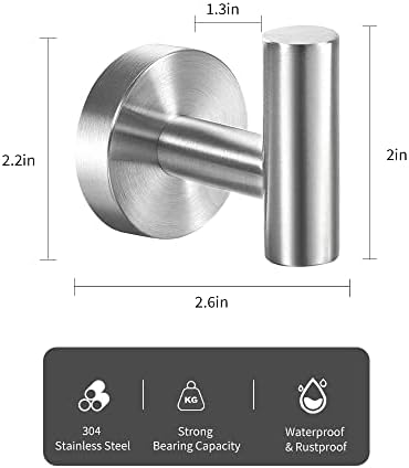 Silver 2-Piece Owel Hook Modern Prevent Rust Towel Holder
