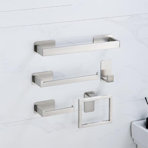 Stainless Steel Silver Bath Hardware SetWith No Drilling Towel Rack