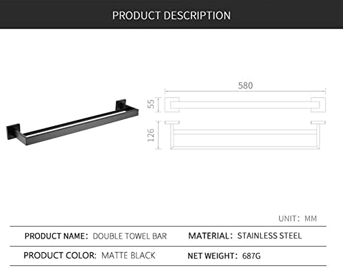 Elegant Black Double Towel Bar Set for Bathroom