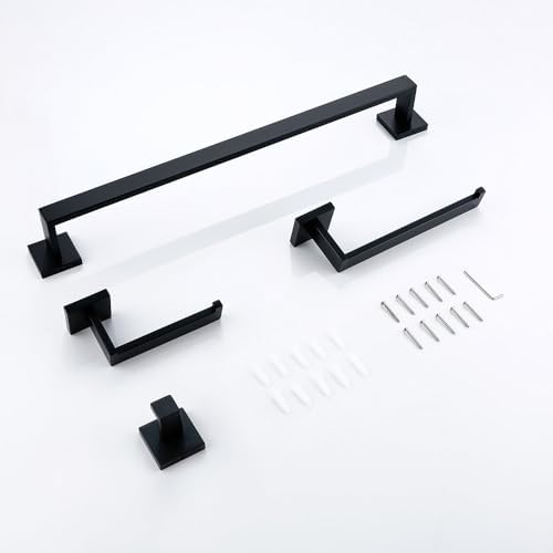 IsolaY Premium Matte Black Bath Towel Holder Set Easy Install