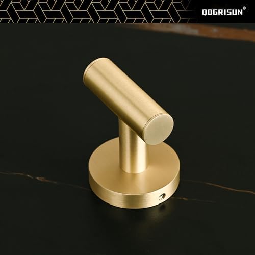 QOGRISUN Brass Towel Hook for Bathroom - Gold Coat Heavy Duty