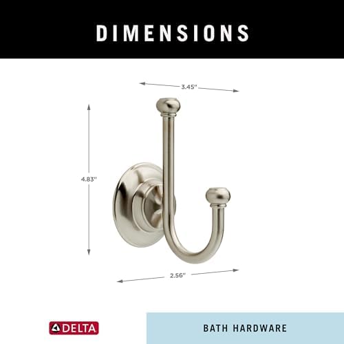 Delta SpotShield Double Towel Hook Brushed Nickel Durable Easy to Install