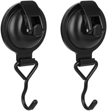 Heavy Duty Vacuum Wreath Hook 13 lbs Shiny Black 2-Pack