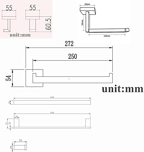 Sturdy 304Advance towel bar set in black chrome easy to install
