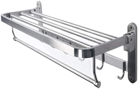 Sturdy 60cm Foldable Towel Rail with Dual Rows for Bathroom Storage