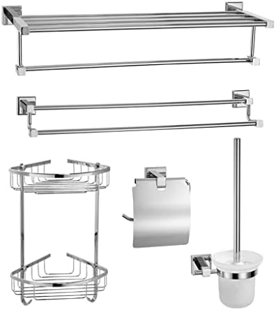 Modern Bathroom Accessory Set Full Copper Silver Perfect for Efficient Bathroom Use