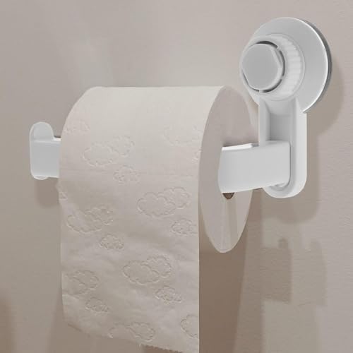 Suction Cup Toilet Paper Holder Wall-Mounted ABS Bathroom Holder for Home Use