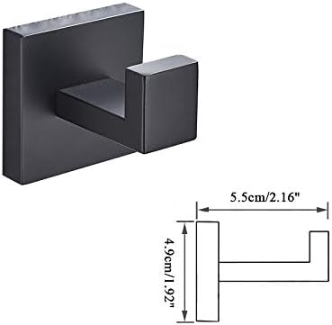 IsolaY Black Robe Hook Bathroom Hardware - Durable Towel Rail With 35 Pints Storage Modern Design Easy to Install