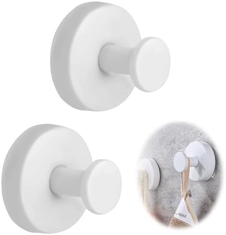 2-Pack No Drill Suction Cup Hooks for Bathroom Kitchen - White