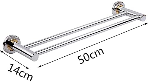Sturdy 50x14cm Stainless Steel Towel Bar Double Bar Bathroom Rack Wall-Mounted Towel Holder