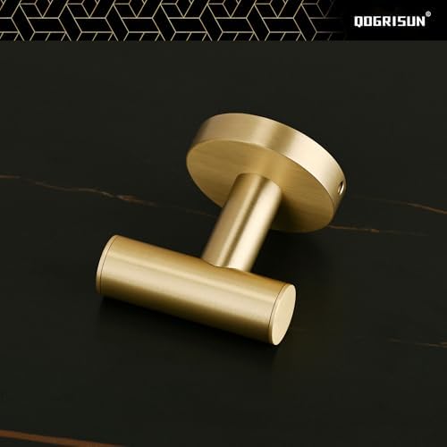 QOGRISUN Brass Towel Hook for Bathroom - Gold Coat Heavy Duty
