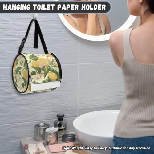 Stylish and Functional Lemon-Print Travel Toilet Paper Holder for Cats and Dogs