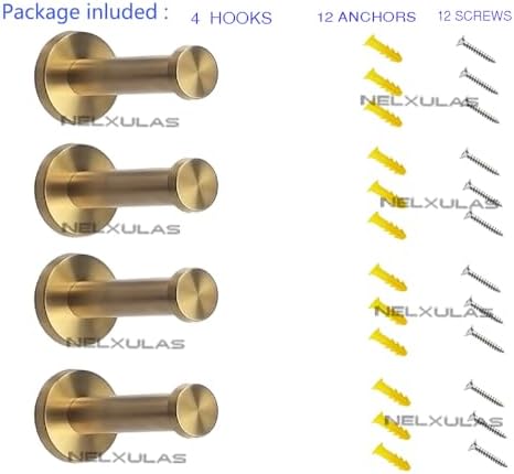 Golden Brushed Stainless Steel Wall Hook Set 4-Piece