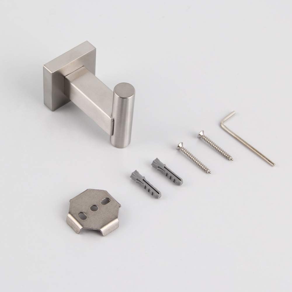 Sturdy 304 Steel Bathroom Coat Hook Single TowelRobe Clothes Hook for Bath Kitchen Garage with Matt Black Finish