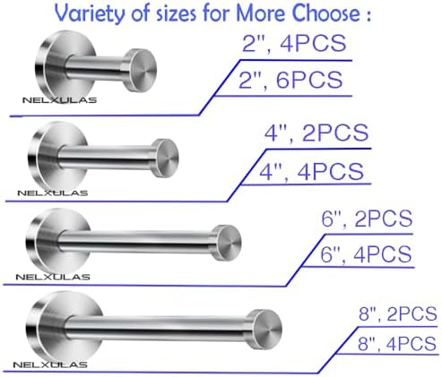 Sturdy 4-Piece Stainless Steel Towel Hooks Heavy Duty for Home Use