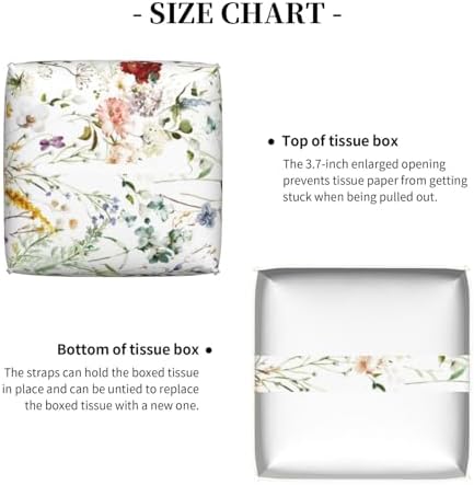 Luwuqiwu Wildflower Watercolor Leather Tissue Box Holder