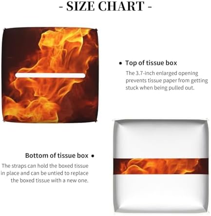 High-Quality Leather Tissue Box Holder - Fiery Orange Flames Energy Print