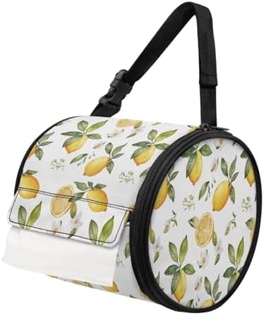 Lemon Print Oxford Fabric Toilet Paper Organizer Bag for Home Bathroom