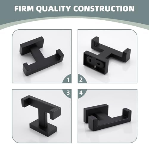Suyar Matte Black Double Towel Hook Set