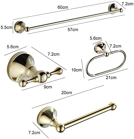 Bathroom Accessory Set Gold Brass Hardware 4-Piece Set