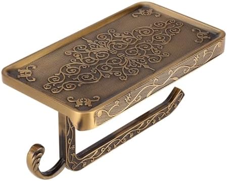 Vintage Antique Brass Toilet Paper Holder with Hook