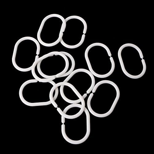 ZHORCIN 12-Piece C-Shape Shower Curtain Ring Hook Set