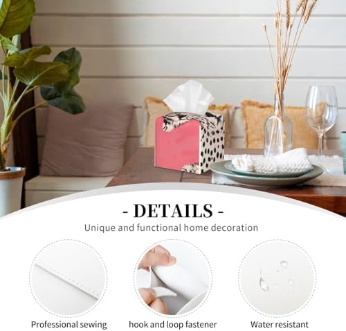 Pink Cheetah Art Print Leather Tissue Box Holder 52x52x52 Inches