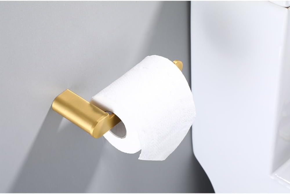 IsolaY Brushed Gold Bathroom Accessories Sets 4-Piece Wall-Mounted Towel Bar Set