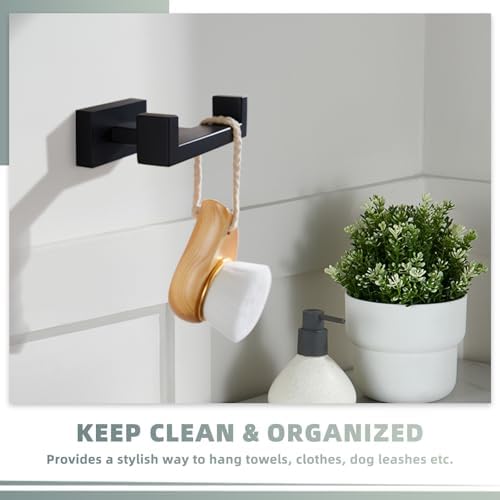 Suyar Matte Black Double Towel Hook Set