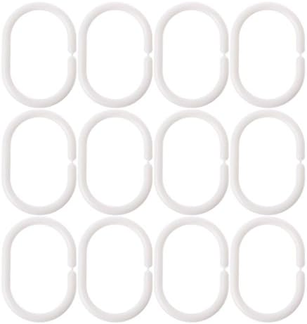 ZHORCIN 12-Piece C-Shape Shower Curtain Ring Hook Set