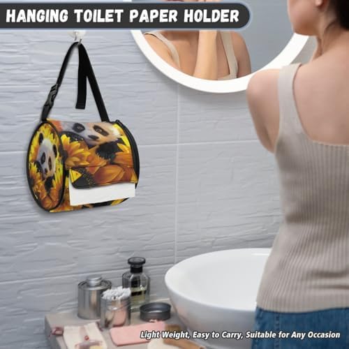 Panda Baby Portable Hanging Toilet Paper Holder for Camping Hiking and Home Use