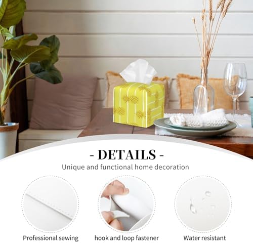 Luwuqiuw 100 Series Gold Pineapple Print Leather Tissue Box Holder