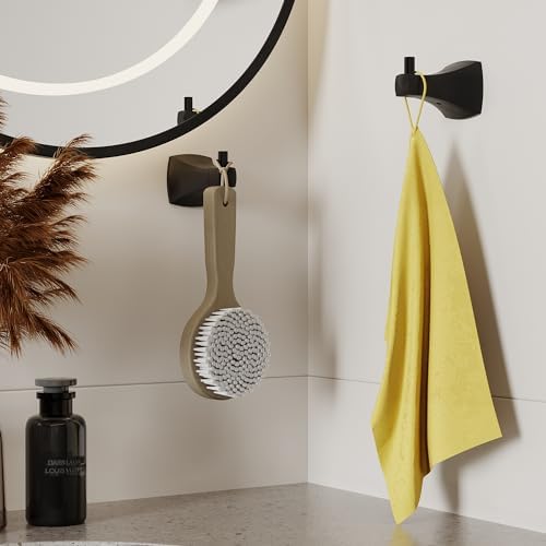 Towel Hook Set of 2 Matte Black Wall Hook for Bathroom Kitchen Bedroom