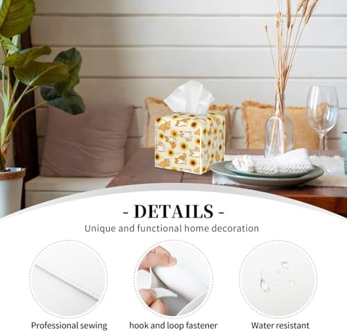 Premium Shiba Inuprint Leather Tissue Box Holder for HomeCar -Long-lasting Durable Design