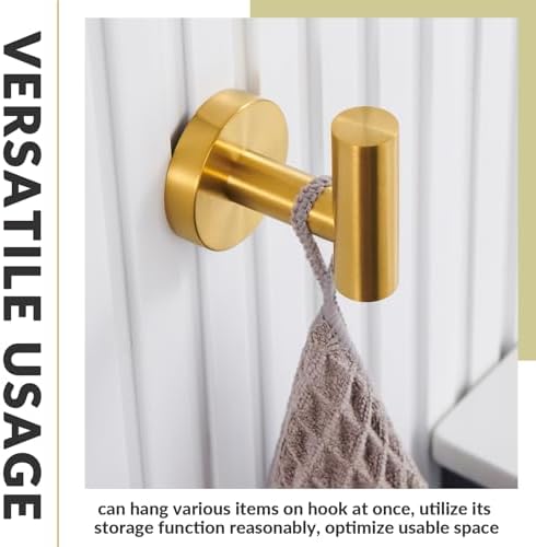 Sturdy Stainless Steel Robe Hook Brushed Gold Wall Hook for Home Storage