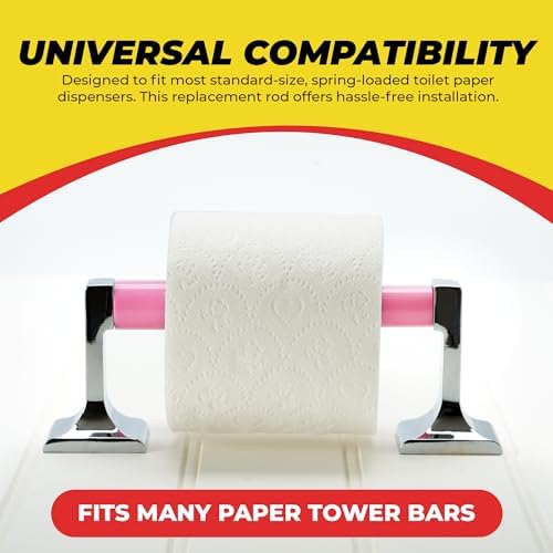 Ergonomic Pink Plastic Toilet Paper Holder Replacement with Spring Loaded Design