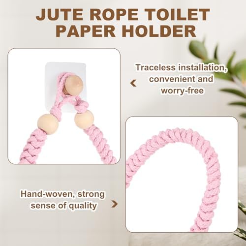 Uxcell Wall-Mounted Toilet Paper Holder Rustic Bathroom Decor Pink