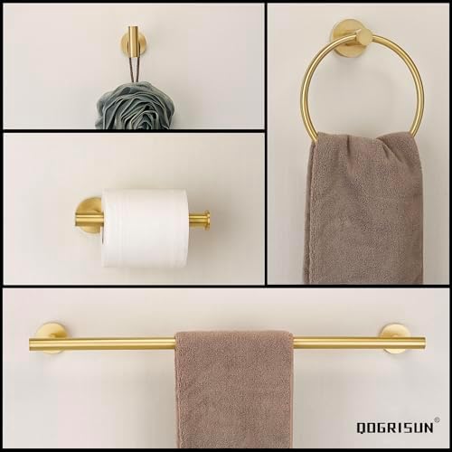 QOGRISUN Brass Towel Hook for Bathroom - Gold Coat Heavy Duty