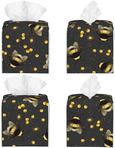 Bee Print Leather Tissue Box Holder