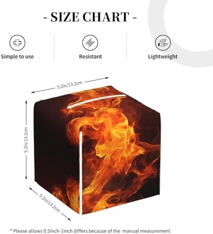 High-Quality Leather Tissue Box Holder - Fiery Orange Flames Energy Print