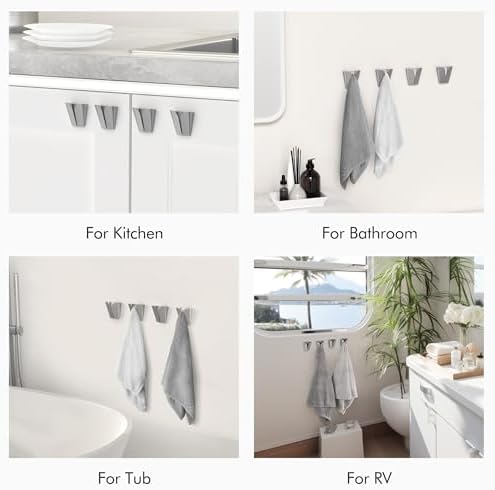 4-Piece Adhesive Towel Holder Stoof for Bathroom or Kitchen