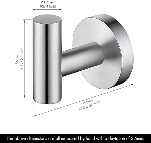 KES Bathroom Wall Heavy Duty Robe Hook Holder 2-Pack
