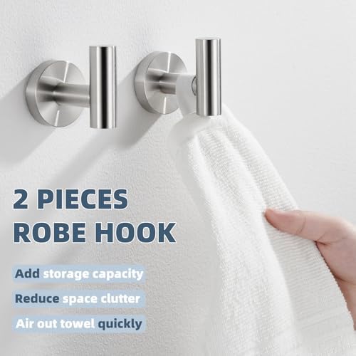 Sturdy 304 Stainless Steel Bathroom Hook Pair