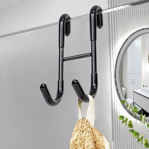 RICHMIRT 4-Piece Black 304 Steel Bathroom Showers Frameless Door Hooks