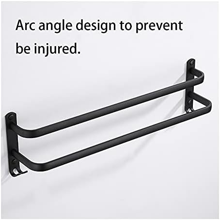 30cm Wall-Mounted Aluminum Black Towel Rail
