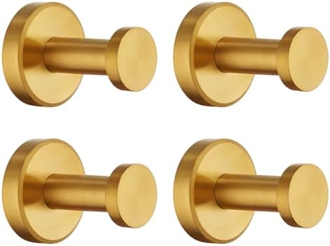 APLusee Round Robe Towel Hook 4Pack 304 Stainless Steel Brushed Gold 15inch