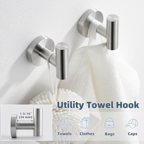 Sturdy 304 Stainless Steel Bathroom Hook Pair