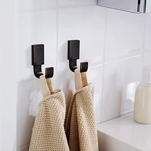 BigBig Home Rust-Resistant Bronze Towel Hooks Oil Rubbed Bathroom Wall-Mounted Space-Saving 4-Pack