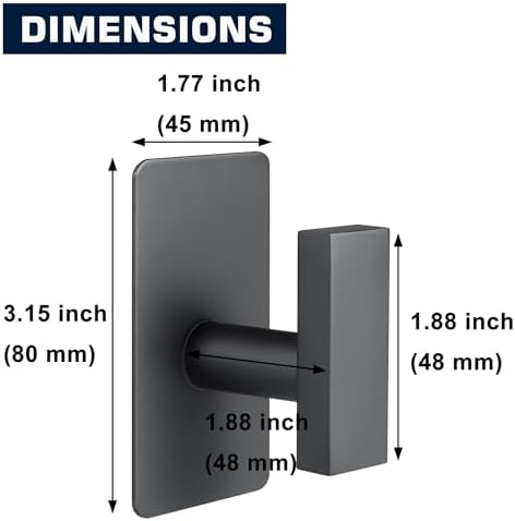 JAAWANMatte Black Stainless Steel Towel Hook Set